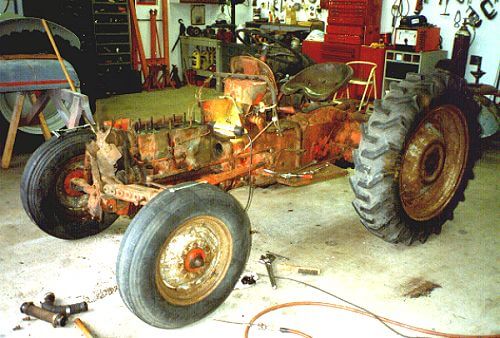A before picture of the Ford 8N Lawnmower.