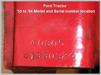 Model and serial number location on early thousand series tractors
is the same as the hundred and "01" series tractors